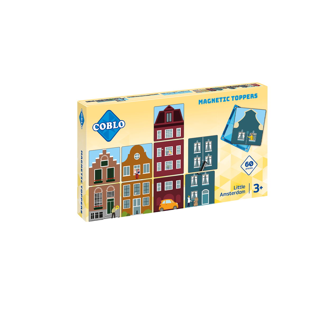 Coblo Magneet Toppers Little Amsterdam verpakking voorkant gele doos 60 stuks 3+ leeftijd