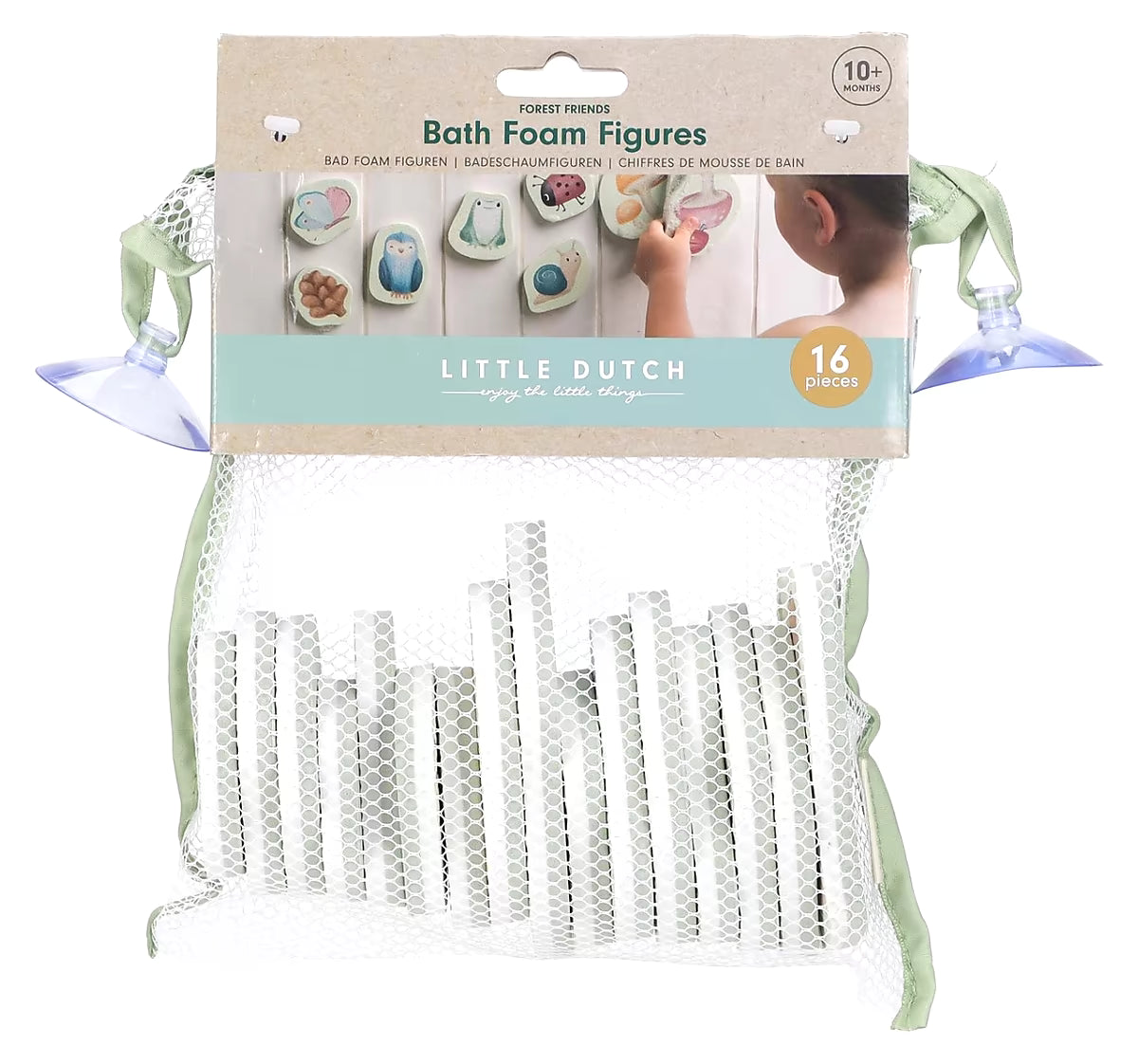 Little Dutch Bad Foam Figuren Forest Friends in netverpakking met zuignappen, ideaal speelgoed voor in bad.