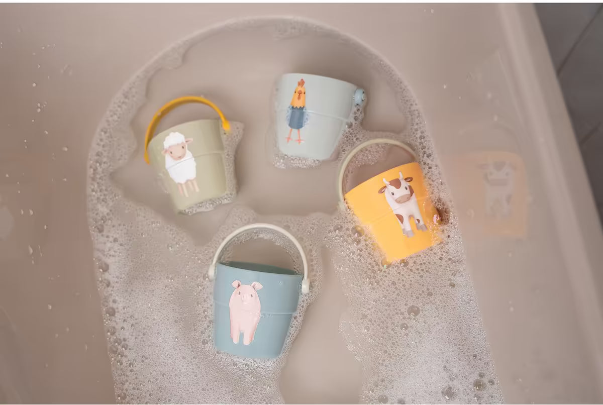 Little Dutch badspeelgoed badbekers Farm drijvend in bad met schuim, ideaal speelgoed voor in bad.