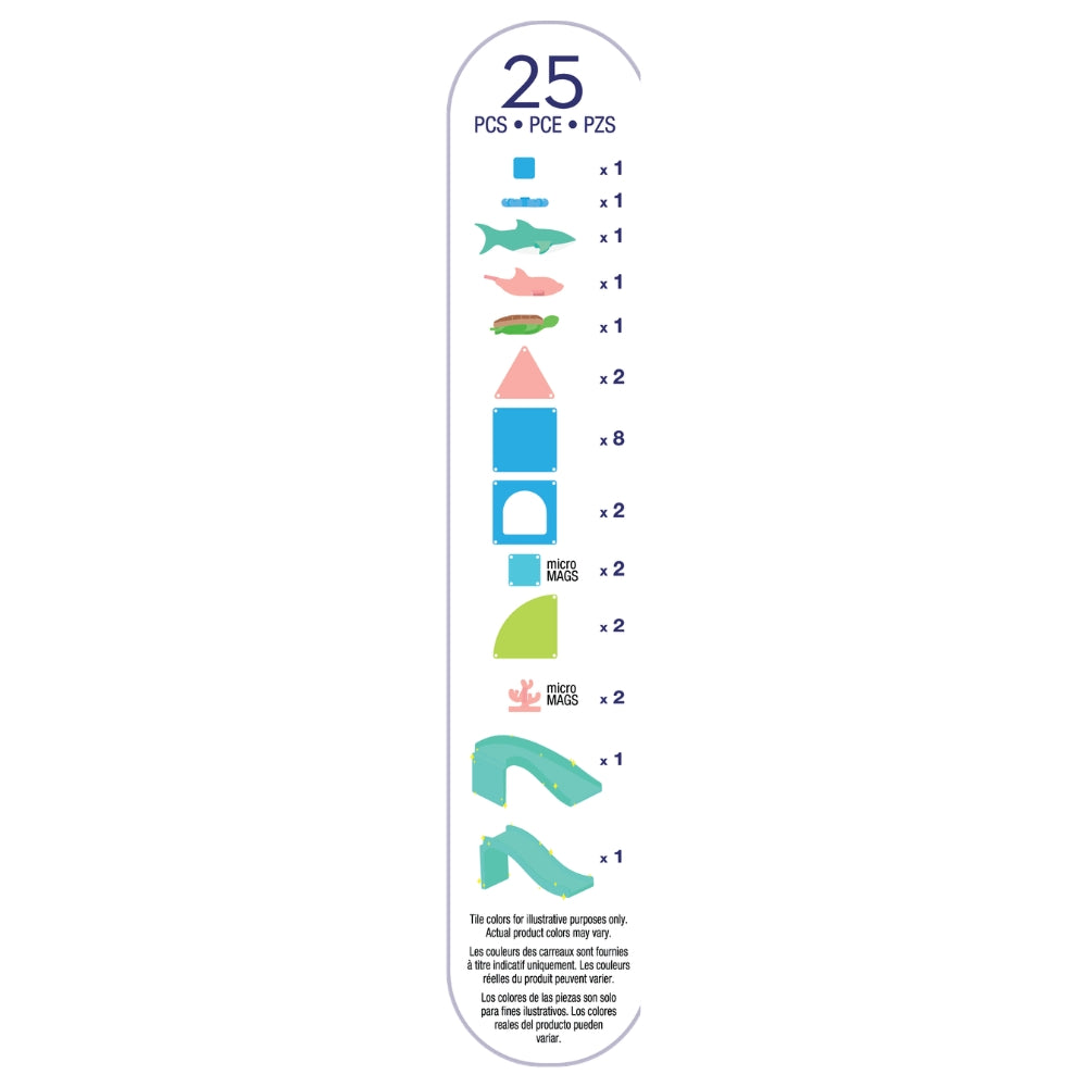 Magnetic magna tiles Coral Reef inhoud overzicht 25 stuks met Magne Tiles en magneet speelgoed