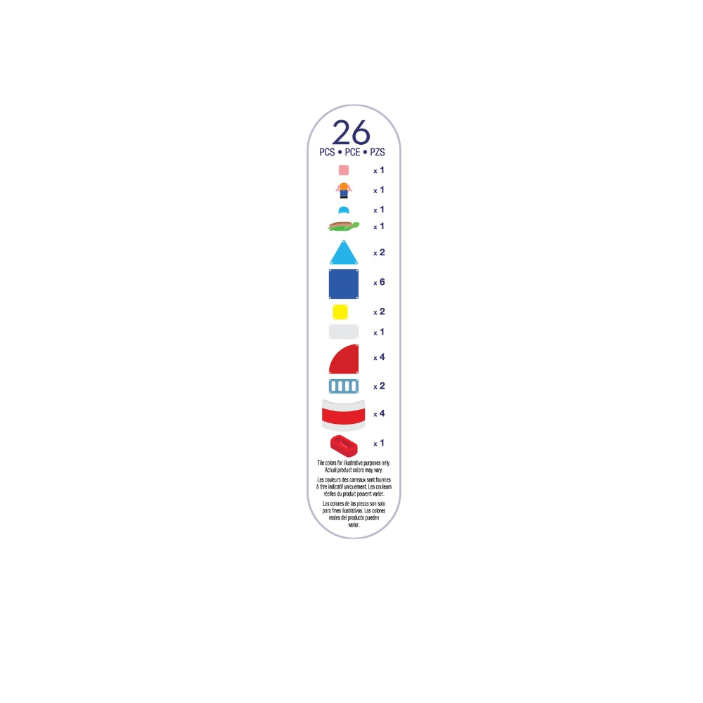 Magnetic magna tiles inhoud overzicht met 26 magnetische onderdelen Lighthouse Rescue set