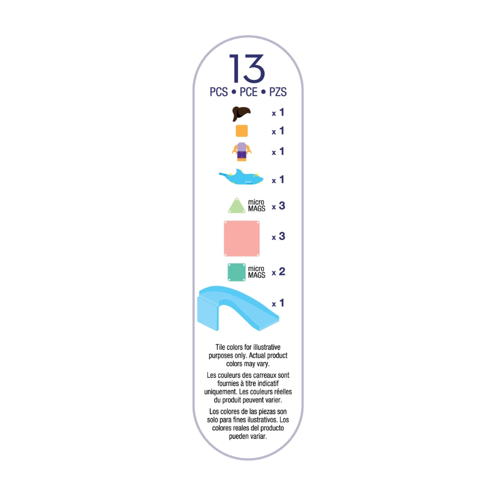 Magnetic magna tiles Dolphin Bay inhoudsopgave detail met 13 stuks magneet speelgoed MicroMags tegels