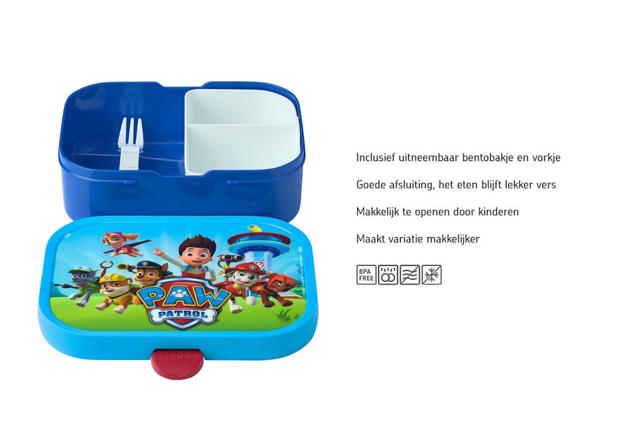 Uitleg Mepal lunchbox met uitneembaar bentobakje en vorkje, kindvriendelijk en praktisch voor gevarieerde lunch