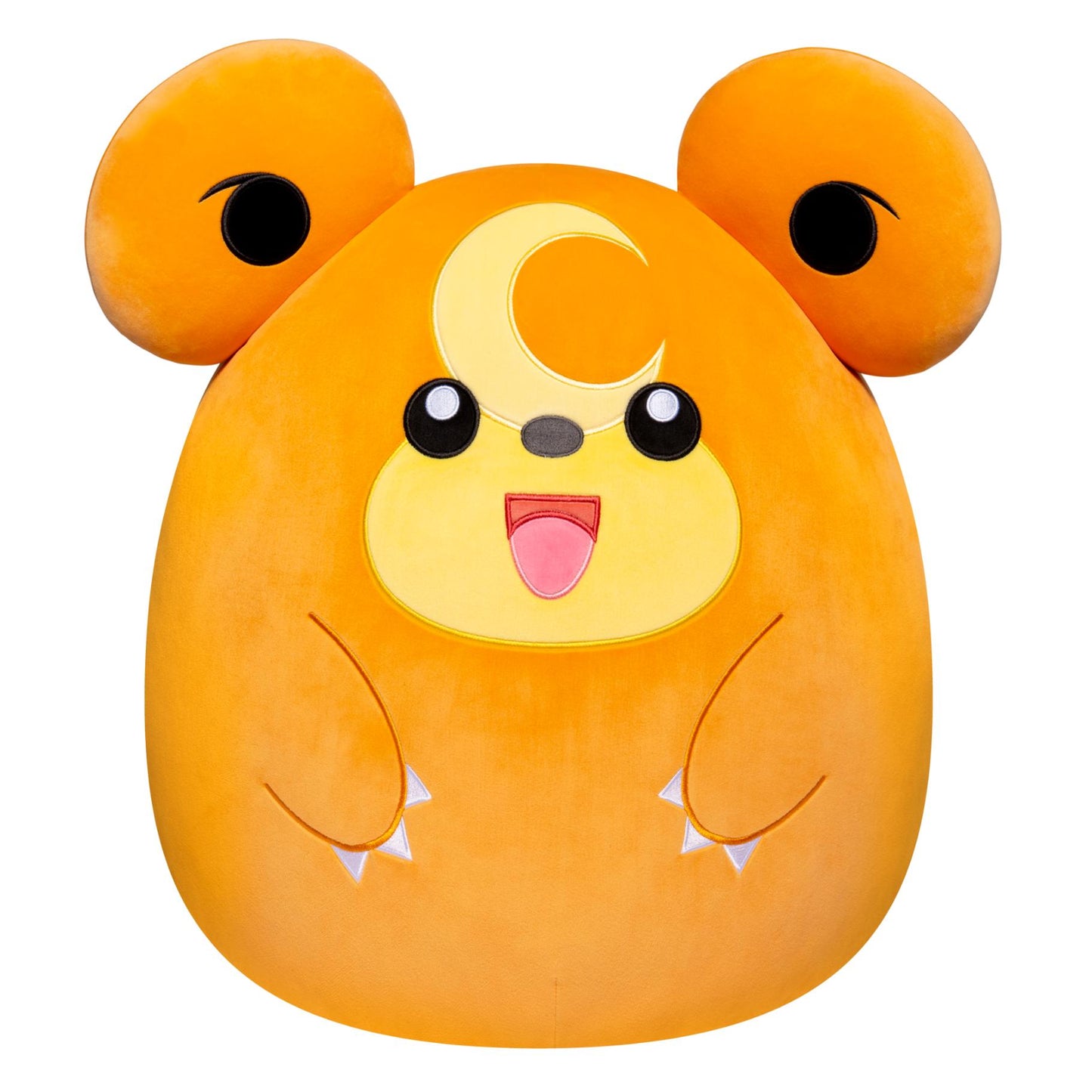 Pokémon Squishmallows Teddiursa knuffel aan voorkant zonder label, zachte oranje Squishmallow knuffel van Pokémon.