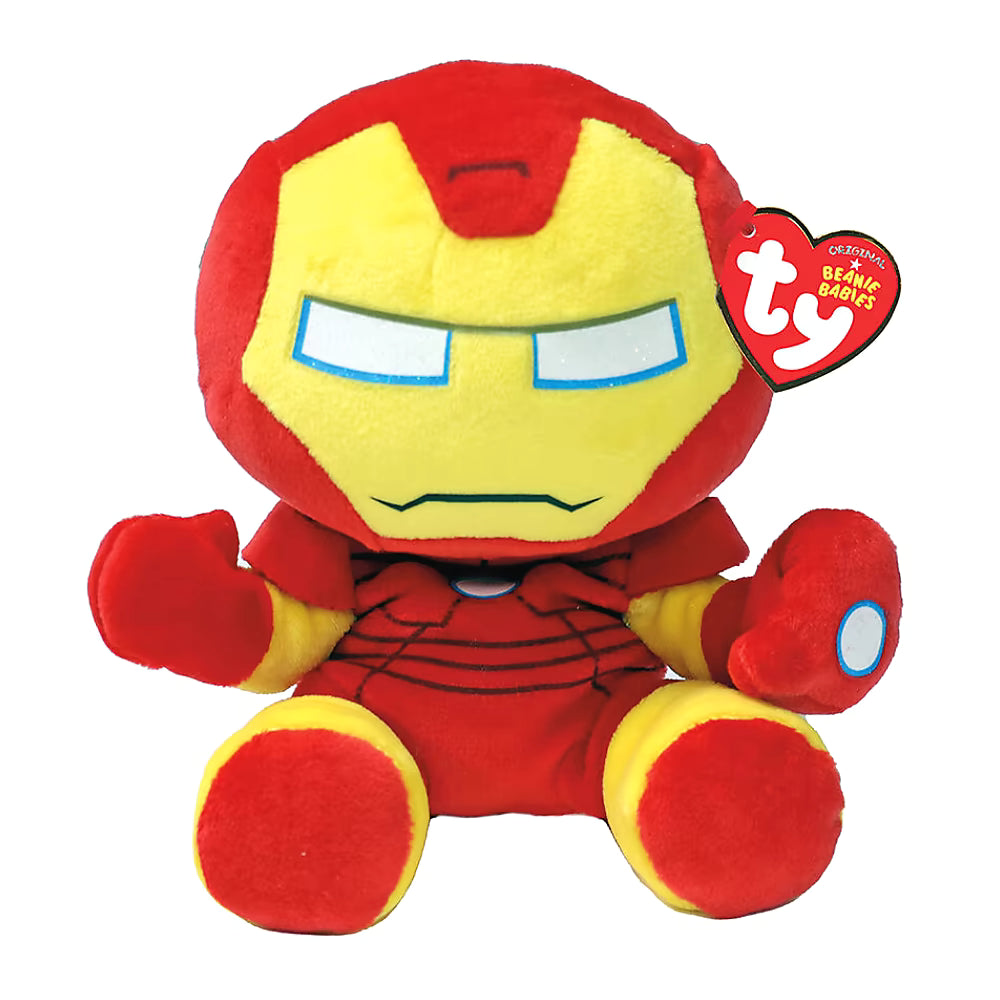 Ty Marvel Iron Man Knuffel 15cm in rood-geel pluche, zachte TY knuffel als cadeau voor kinderen en verzamelaars.