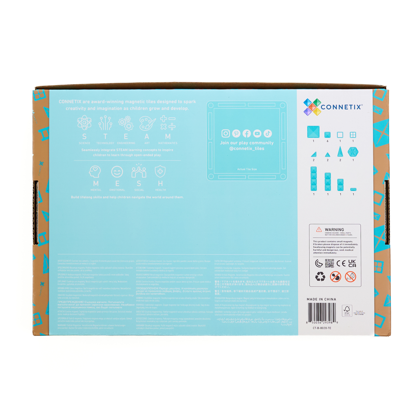 Connetix Charity Pack Teal - 20 magnetische bouwstenen