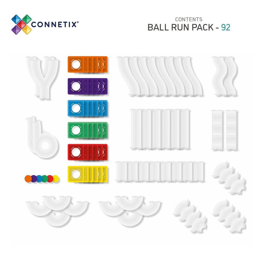 Connetix Rainbow Ball Run Knikkerbaan Pack - 92 magnetische bouwstenen