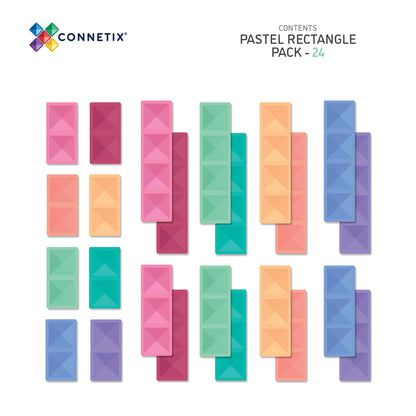 Connetix Pastel Rectangle Pack - 24 magnetische bouwstenen
