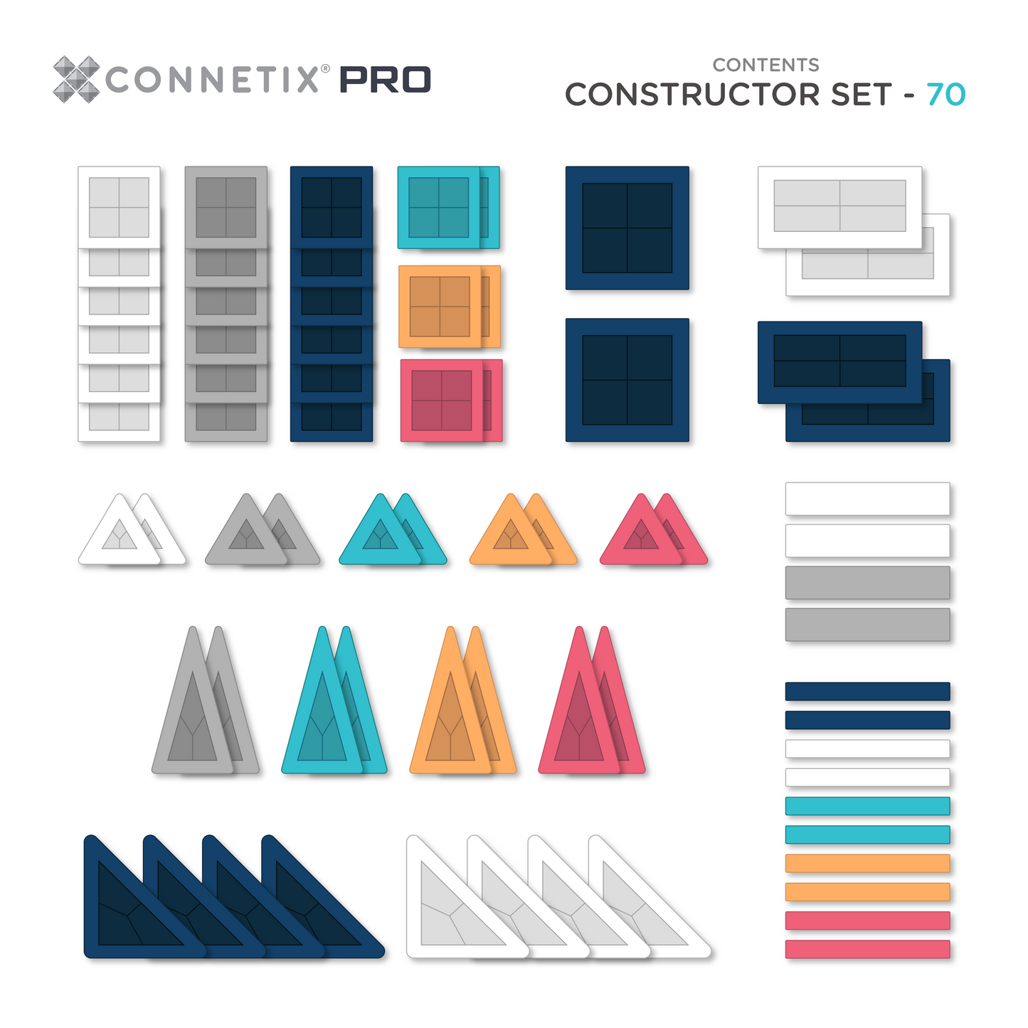 Connetix PRO Constructor Constructie Set - 70 magnetische bouwstenen