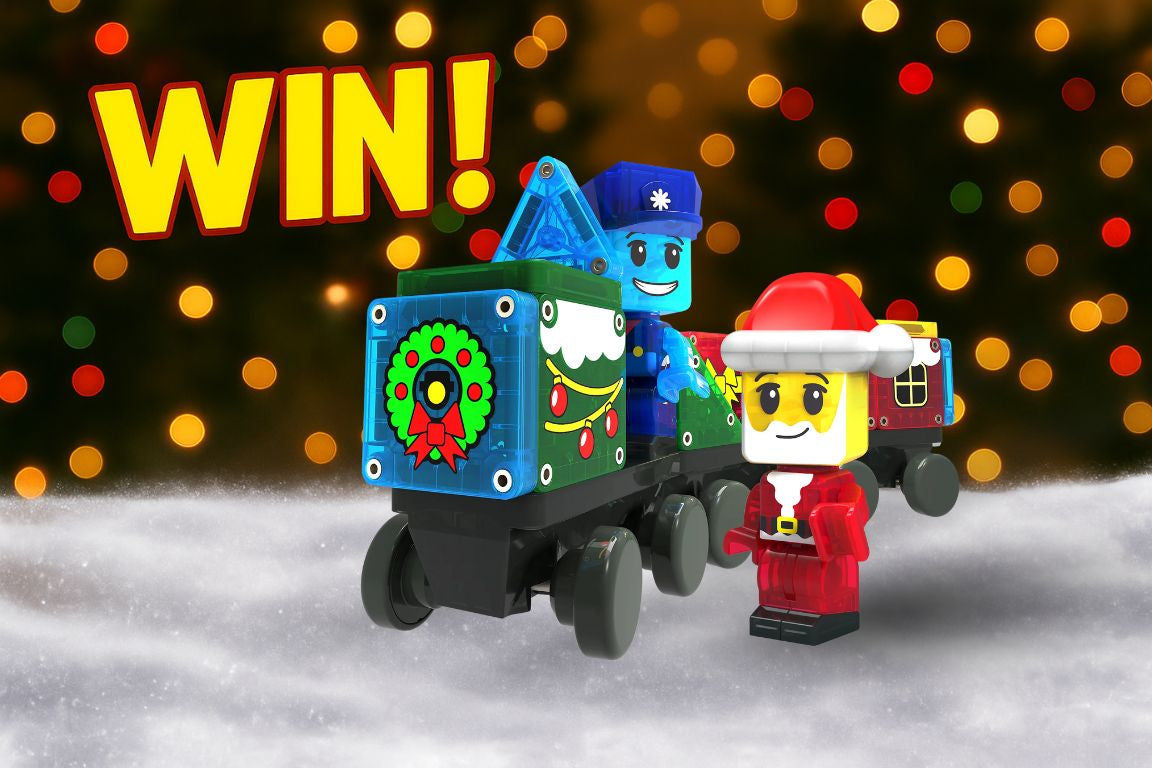 Klein Magna Tiles Adventskalander Winactie met trein in de sneeuw