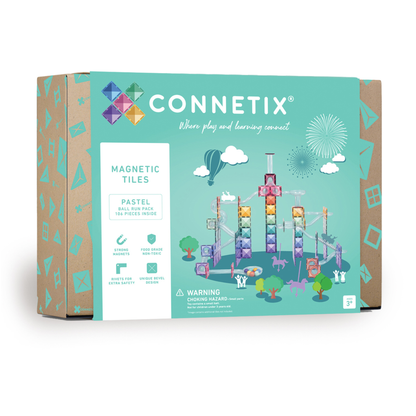 Connetix Pastel Ball Run Knikkerbaan Pack - 106 magnetische bouwstenen