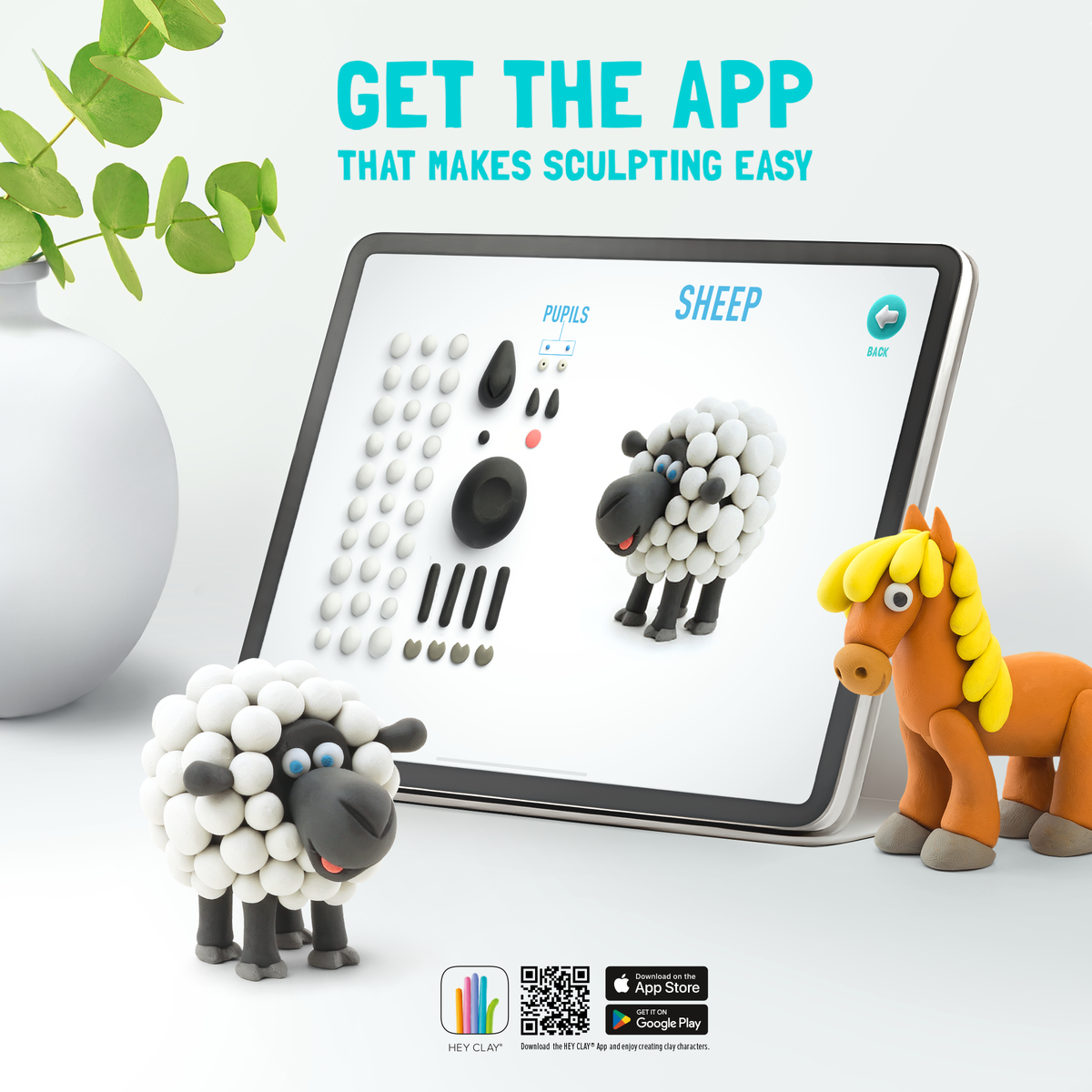 Hey Clay Sheep - Schaap - 3 potjes boetseerklei