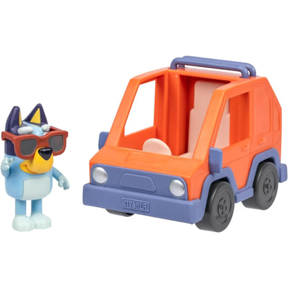 Bluey speelgoed auto 4x4 inclusief Bluey figuur met zonnebril, ideaal peuter speelgoed.