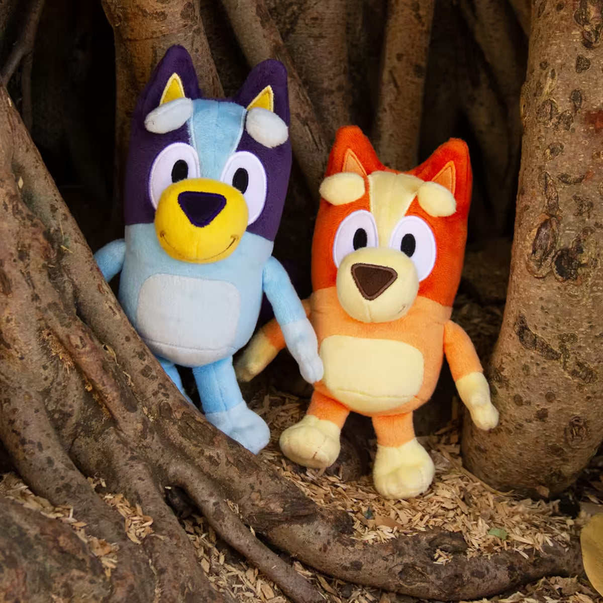 Bluey en Bingo pluche knuffels samen, zacht baby speelgoed en gezellig duo voor kinderen en peuters.