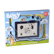 Voorkant verpakking van Bluey magnetisch tekenbord, peuter speelgoed vanaf 3 jaar, ideaal als baby cadeau.