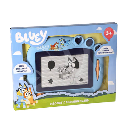 Voorkant verpakking van Bluey magnetisch tekenbord, peuter speelgoed vanaf 3 jaar, ideaal als baby cadeau.