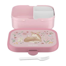 Broodtrommel Little Dutch Fairy Garden met roze deksel, vakindeling en vorkje, vrolijke Mepal Campus lunchbox.