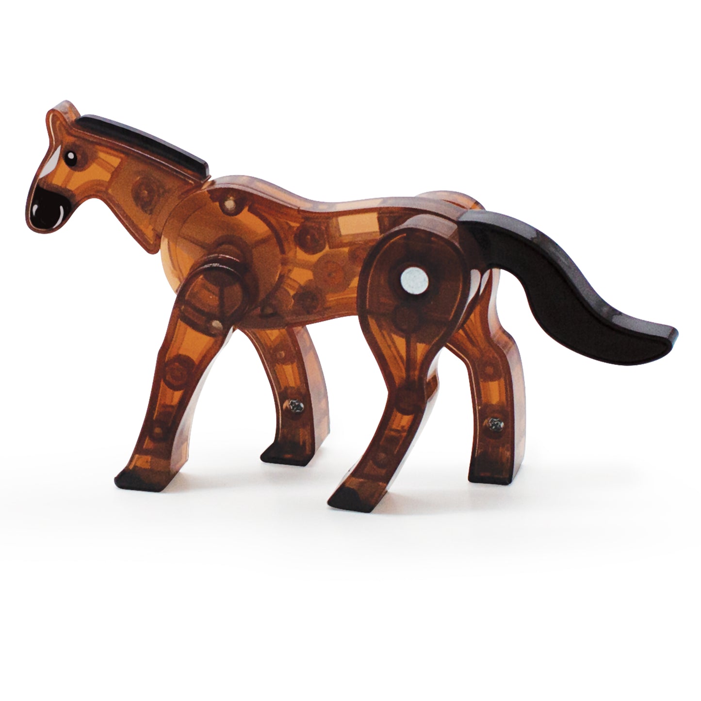 Bruin magnetisch paard met zwarte manen uit Magna-Tiles Farm Animals MicroMags collectie