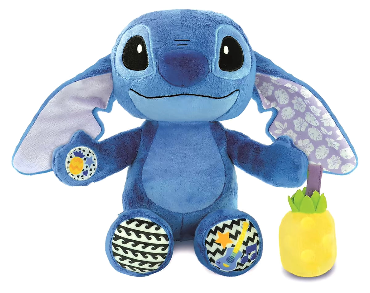 Clementoni Stitch Knuffel Musical Activity met afneembare ananas rammelaar, kleurrijk Disney peuter speelgoed en baby cadeau.