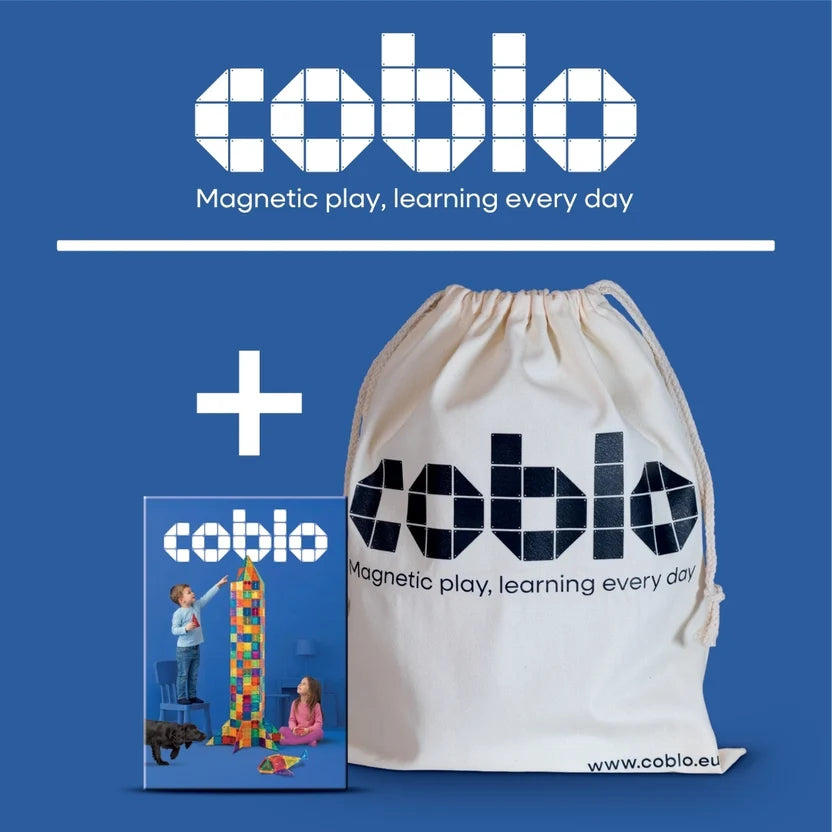 Magnetisch speelgoed Coblo classic inclusief stoffen opbergzak met logo instructieboekje promopakket complete set