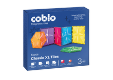 Coblo Classic XL 6 tegels voorkant verpakking met kleurrijke magnetische tegels op blauwe doos