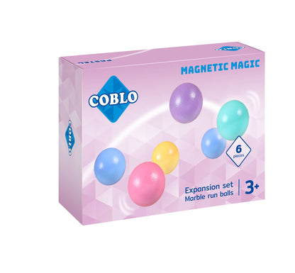 Coblo knikkerbaan balletjes verpakking pastel, magnetisch speelgoed uitbreidingsset met 6 stuks 3+