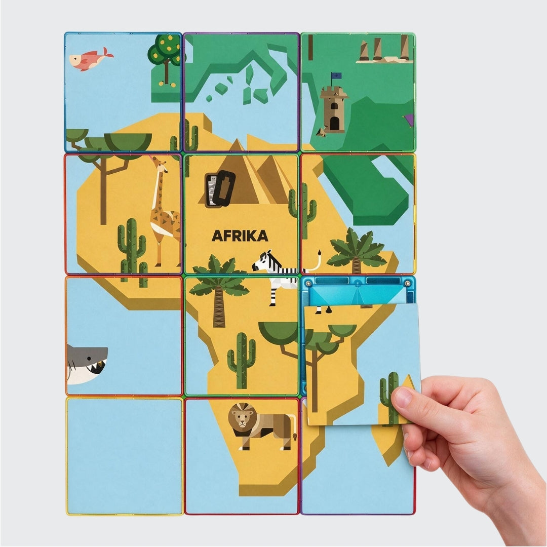 Coblo magneet toppers Afrika continent puzzel met magnetisch speelgoed voor kinderen vanaf 3 jaar