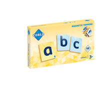 Coblo Magneet Toppers Letters 60 stuks - voorkant gele verpakking met abc letterkaarten voor kinderen 3+
