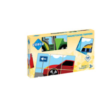 Coblo Magneet Toppers Transport 60 stuks verpakking voorkant met puzzel transport voertuigen 3+