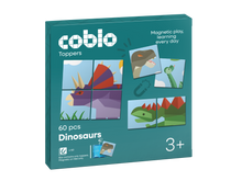 Coblo Magneettoppers dinos 60 stucks verpakking met dinosauruspuzzels en magnetisch speelgoed vanaf 3 jaar