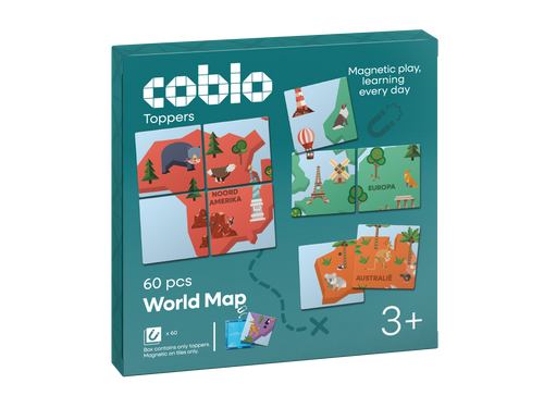 Coblo Magneet Toppers Wereldkaart - 60 World Map Puzzelkaarten