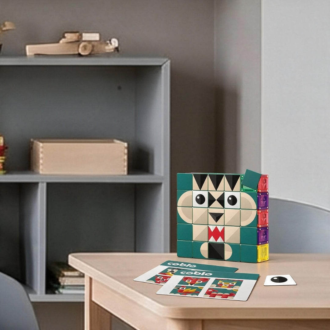 Coblo Mini Classic Mozaïk Toppers mozaïek van kat met ontwerpkaarten, magnetisch speelgoed bouwen
