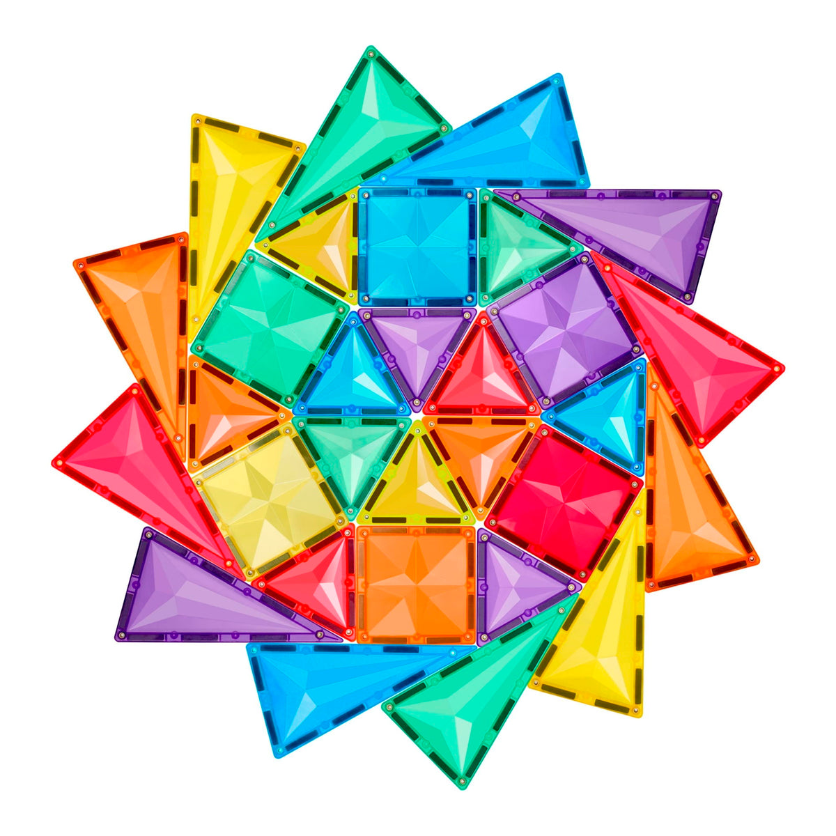 Coblo magnetisch speelgoed ster mandala bovenaanzicht met gekleurde vierkanten en driehoeken patroon