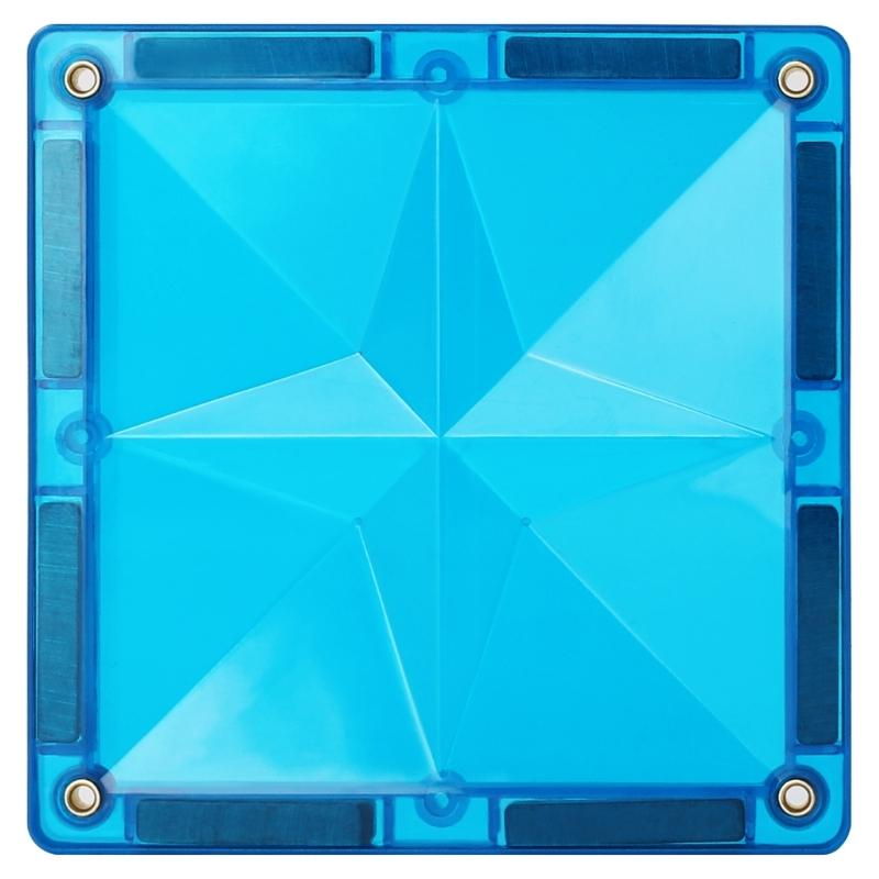 Coblo magnetisch speelgoed vierkante tegel bovenaanzicht blauw transparant kunststof