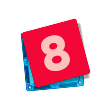 Coblo magnetisch speelgoed cijfer 8 kaart detail met blauwe magneet bouwsteen onderkant zichtbaar
