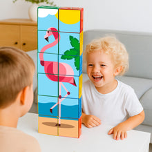 Coblo Magneet Toppers Dieren magnetische tegels met flamingo puzzel, kinderen bouwen verticale toren