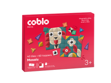 Coblo Mini Classic Mozaïk Toppers voorkant verpakking met 40 magnetische tegels en 60 toppers, rood