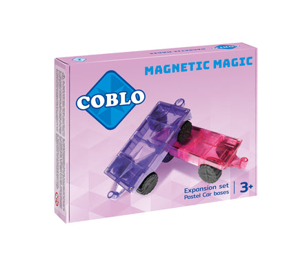 Coblo pastel auto onderstellen verpakking met magnetische tegels in paars en roze, 3+ uitbreidingsset