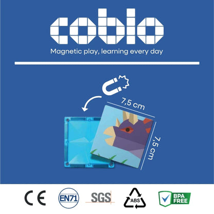 Coblo magnetische tegels 7,5 cm afmetingen met veiligheidskeurmerken CE EN71 SGS BPA-vrij uitbreiding