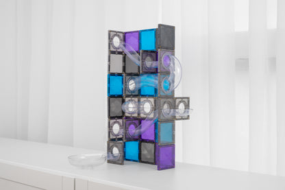 Connetix Galaxy Ball Run magnetische tegels constructie met meerdere niveaus en bochtige knikkerbanen