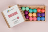 Connetix knikkers pastel 16 stuks in houten bewaardoos, magnetisch speelgoed accessoire open doos