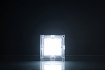 Connetix nachtlampje tegel oplichtend transparant vierkant met witte verlichting, detail foto
