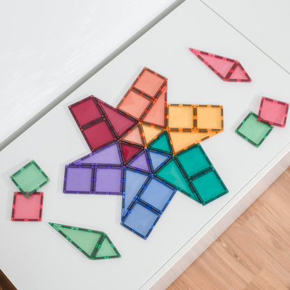 Connetix magnetisch speelgoed bovenaanzicht vliegtuigvorm gemaakt met pastelkleurige magneet tegels
