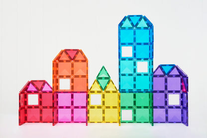 Connetix Bright Creative Pack 104 magnetisch speelgoed huisjes in regenboogkleuren met tegels
