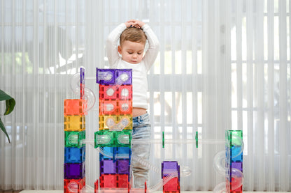 Connetix magnetisch speelgoed toren van regenboogkleurige magneet tegels voor creatief bouwen door kind