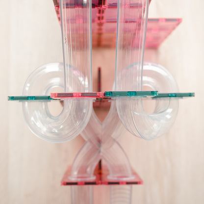 Detailfoto spiraalbuizen van Connetix Pastel Ball Run Expansion Pack 80pc magnetisch speelgoed