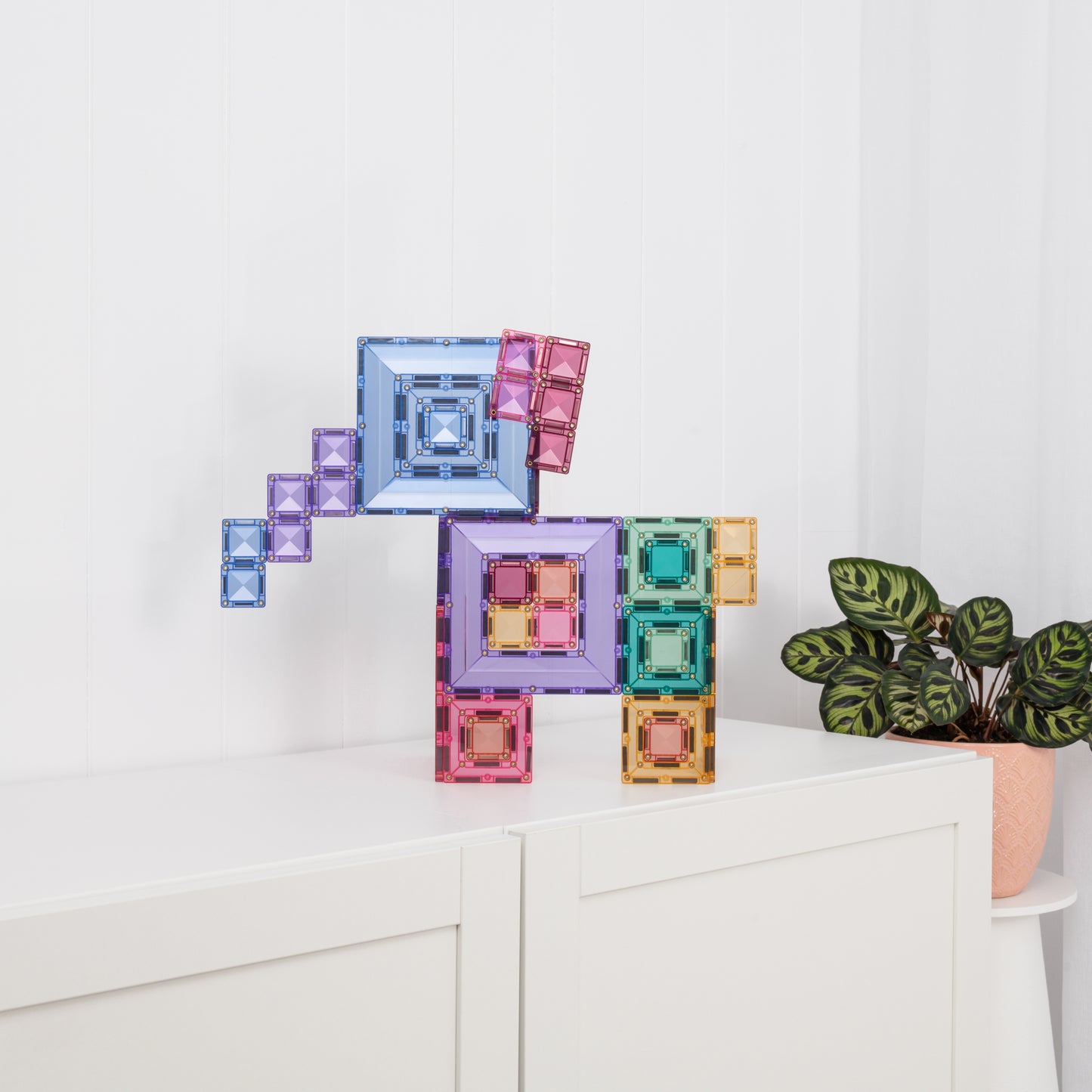 Connetix Pastel Portal Pack 48pc magnetische bouwstenen creatieve robot constructie met groene plant