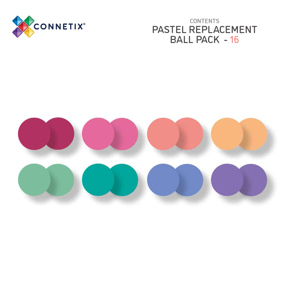 Connetix Pastel Replacement Ball Pack 16 stuks houten knikkers in 8 pasteltinten voor ball run