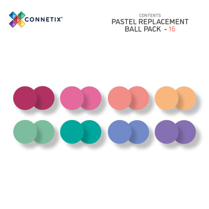 Connetix Pastel Replacement Ball Pack 16 stuks houten knikkers in 8 pasteltinten voor ball run