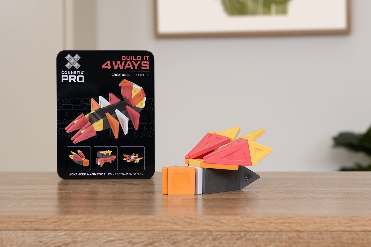 Connetix PRO Build It Creatures Pack vis gebouwd met roze gele tegels speelgoed met magneten